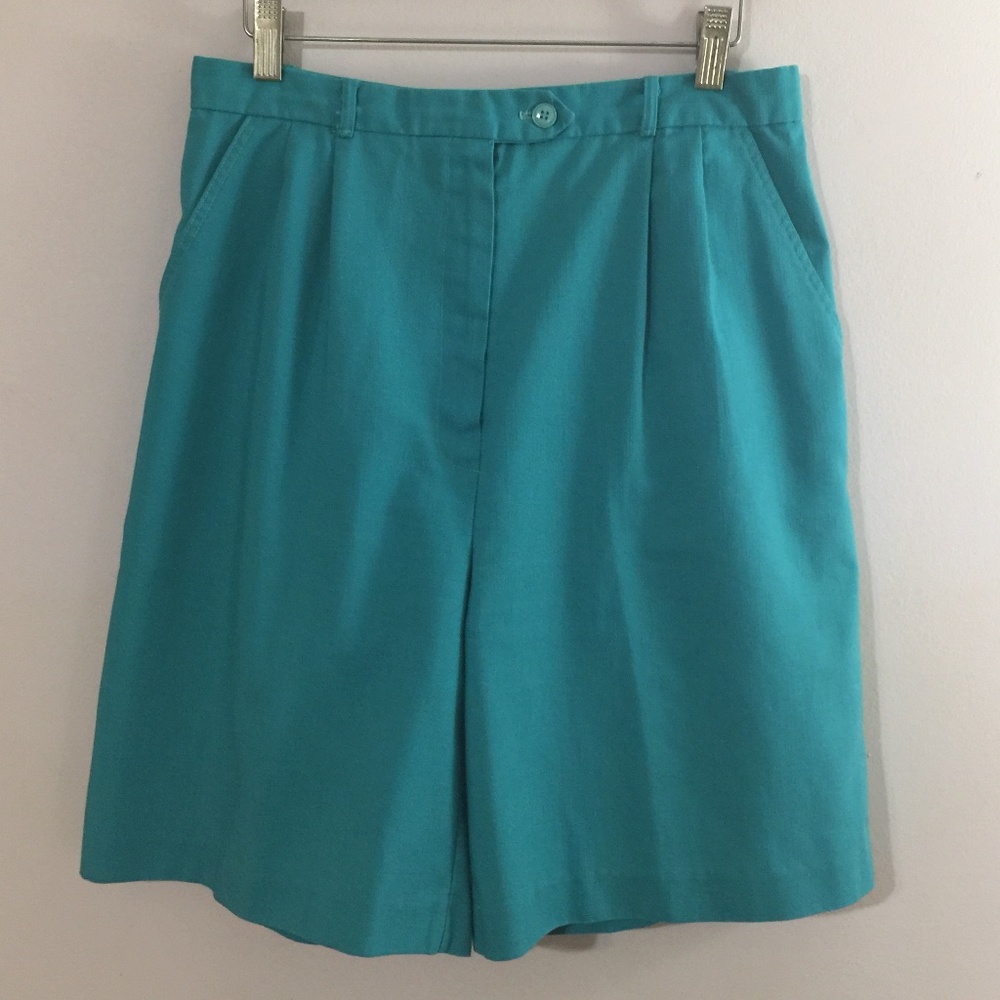 Linen Blend Bermuda Shorts Teal blue Sz 6 Regular